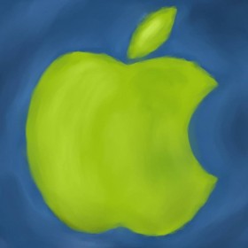 Painted Green Apple iPad Wallpaper