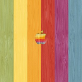 Retro Apple Wood iPad Wallpaper